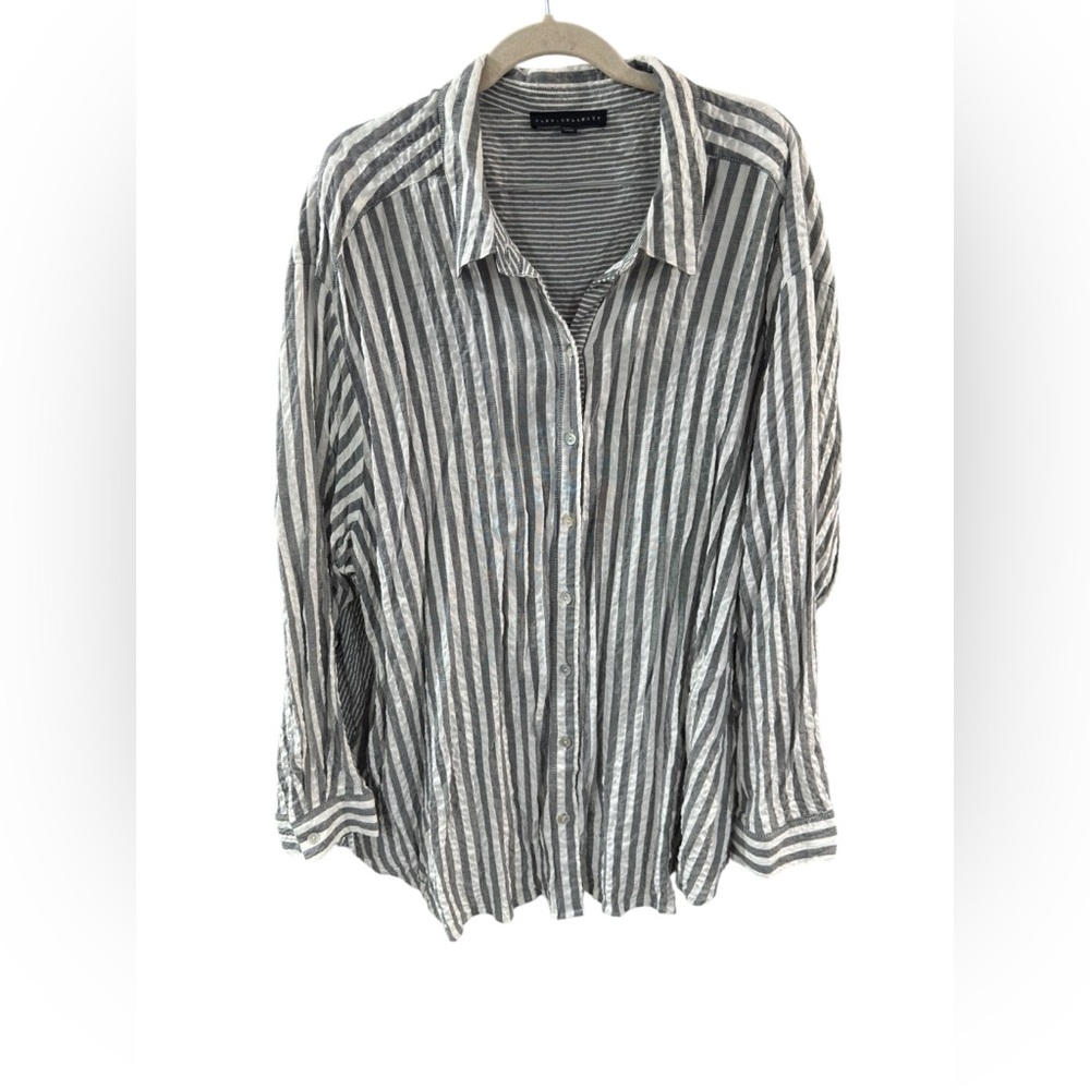 Jane‎ and Delancey Black and White Striped Button Down Shirt